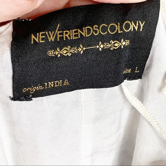 New Friends Colony Medallion Beaded Shift Dress White Blue Size Large - Picture 4 of 11